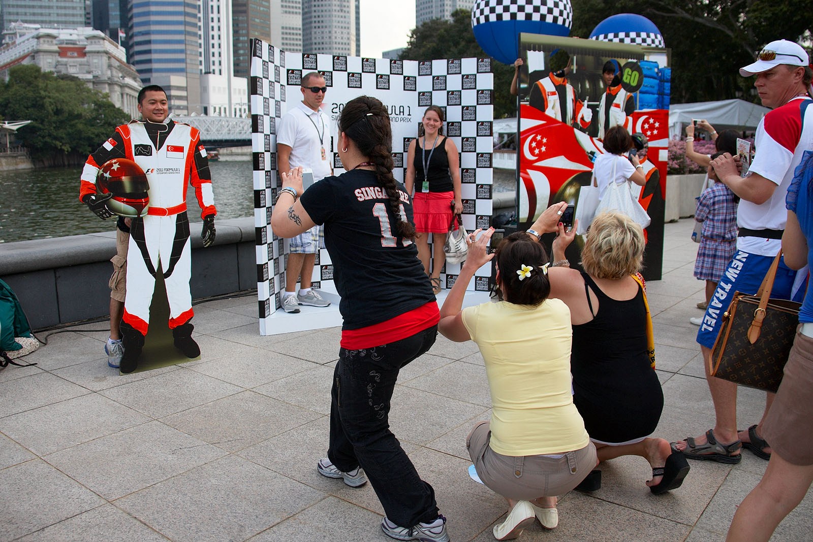 Race fans make their souvenir photos