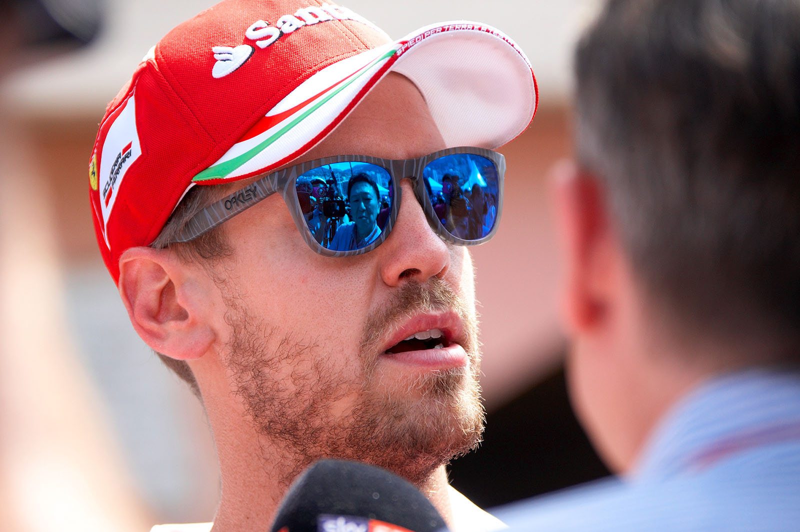 German Ferrari driver Sebastian Vettel beeing interviewed, Monte Carlo Grand Prix, 2016