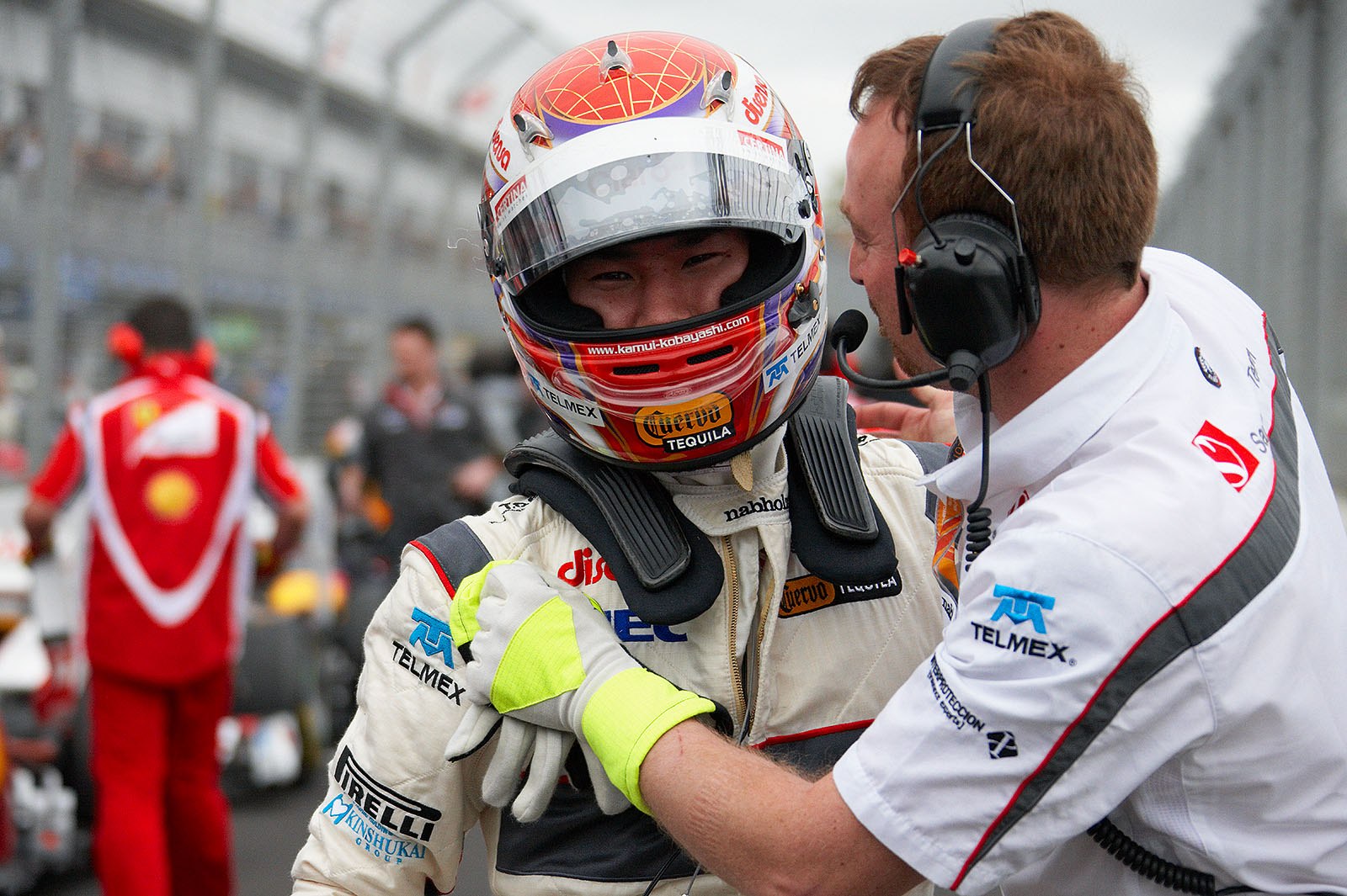 A Sauber F1 engineer expresses his joy about Kamui Kobayashi's ninth grid position