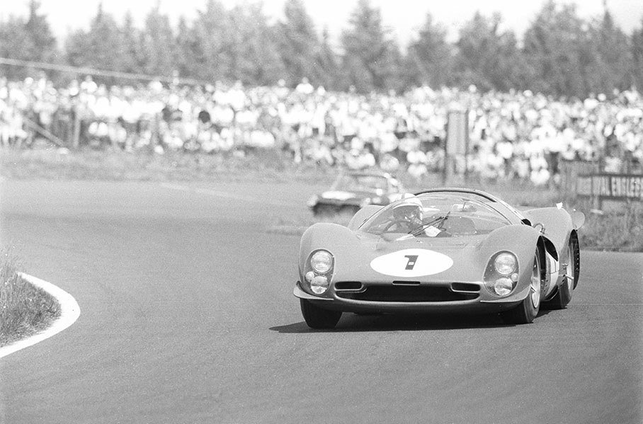 The Ferrari 330 P3 Spyder #0844 driven by John Surtees (GB) and Mike Parkes (GB)