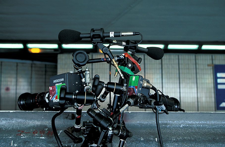 A TV camera installation in Monaco's tunnel