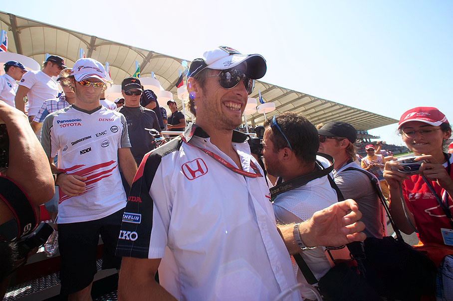 Jenson Button showing teeth