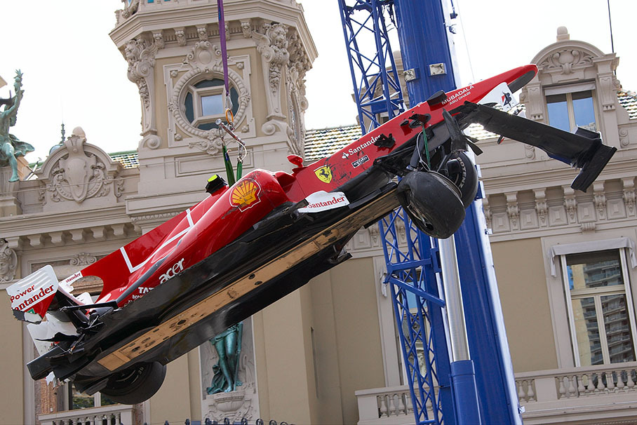 Alonso crashed his Ferrari car at Massenet turn during Saturday morning practice session