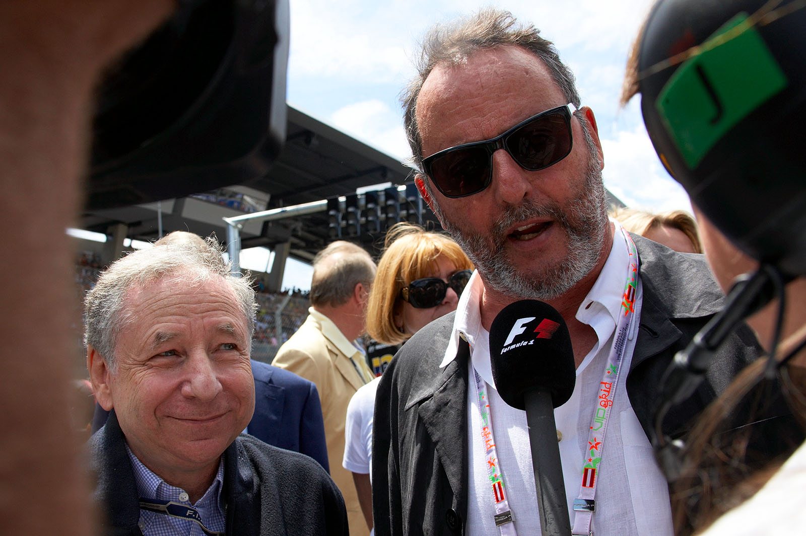 French actor Jean Reno (rigth) on the grid with FIA president Jean Todt