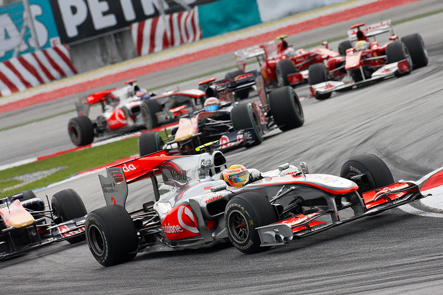 Lionheart Lewis Hamilton overtook both Toro Rossos, enlarging the gap to the Ferraris of Massa and Alonso and also team mate Button