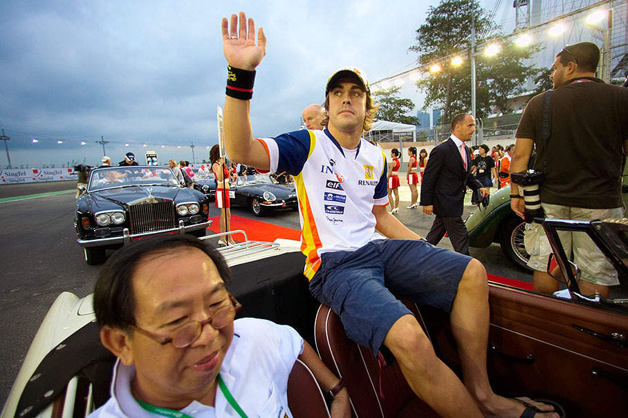 Renault's Fernando Alonso at drivers parade