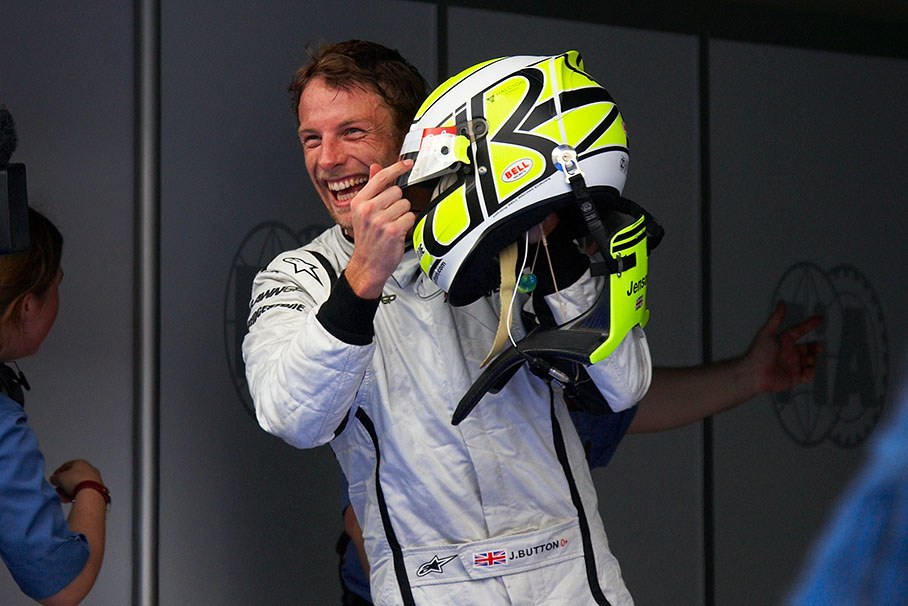 Polesetter Jenson Button points out an important fact, probably his loyal sponsor