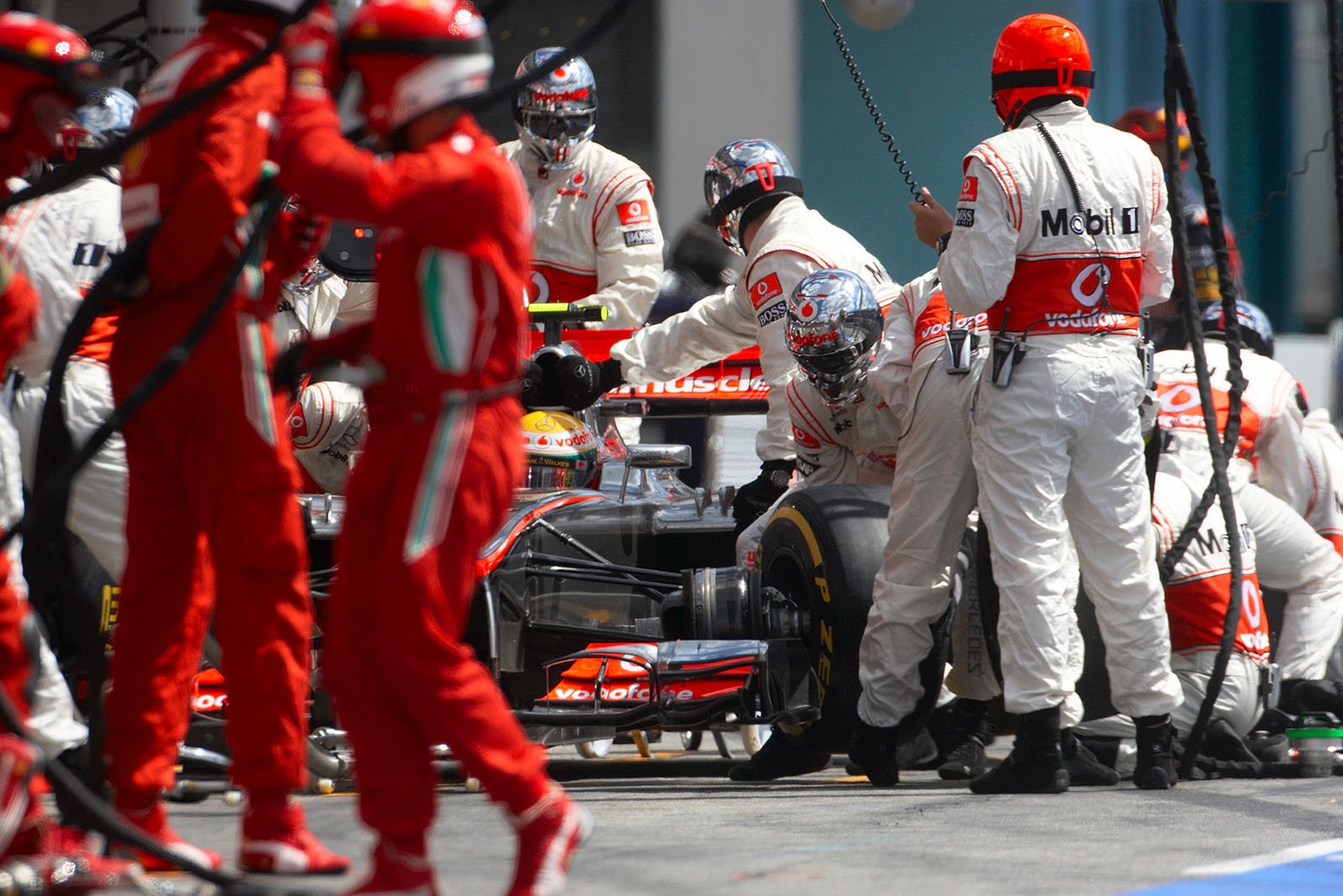 Pit stop of Lewis Hamilton, McLaren Mercedes