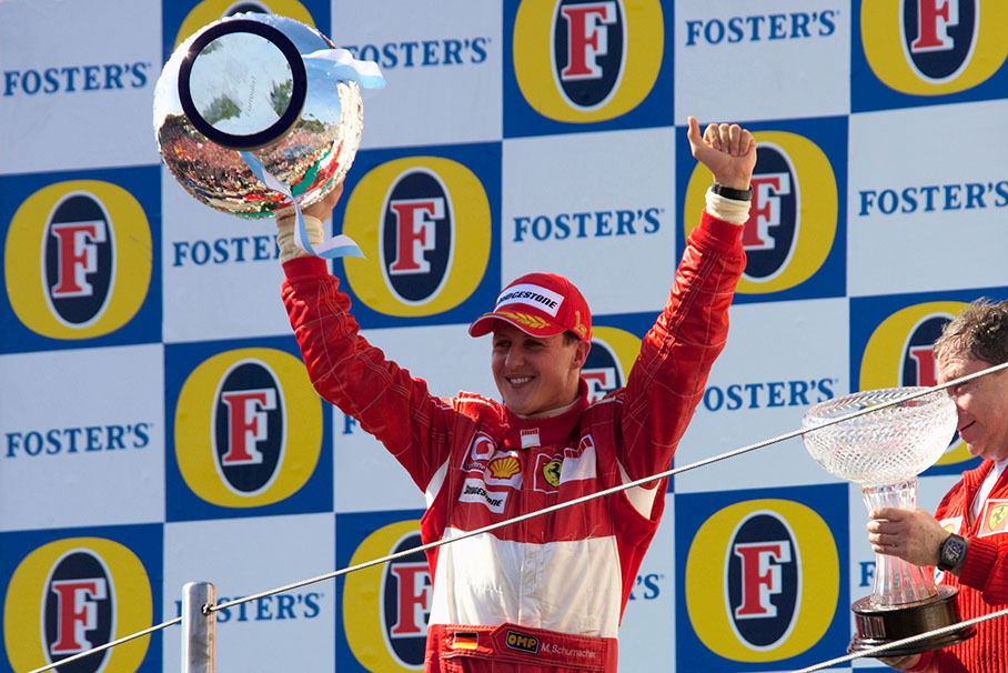 Michael Schumacher thanking his fans for the great support