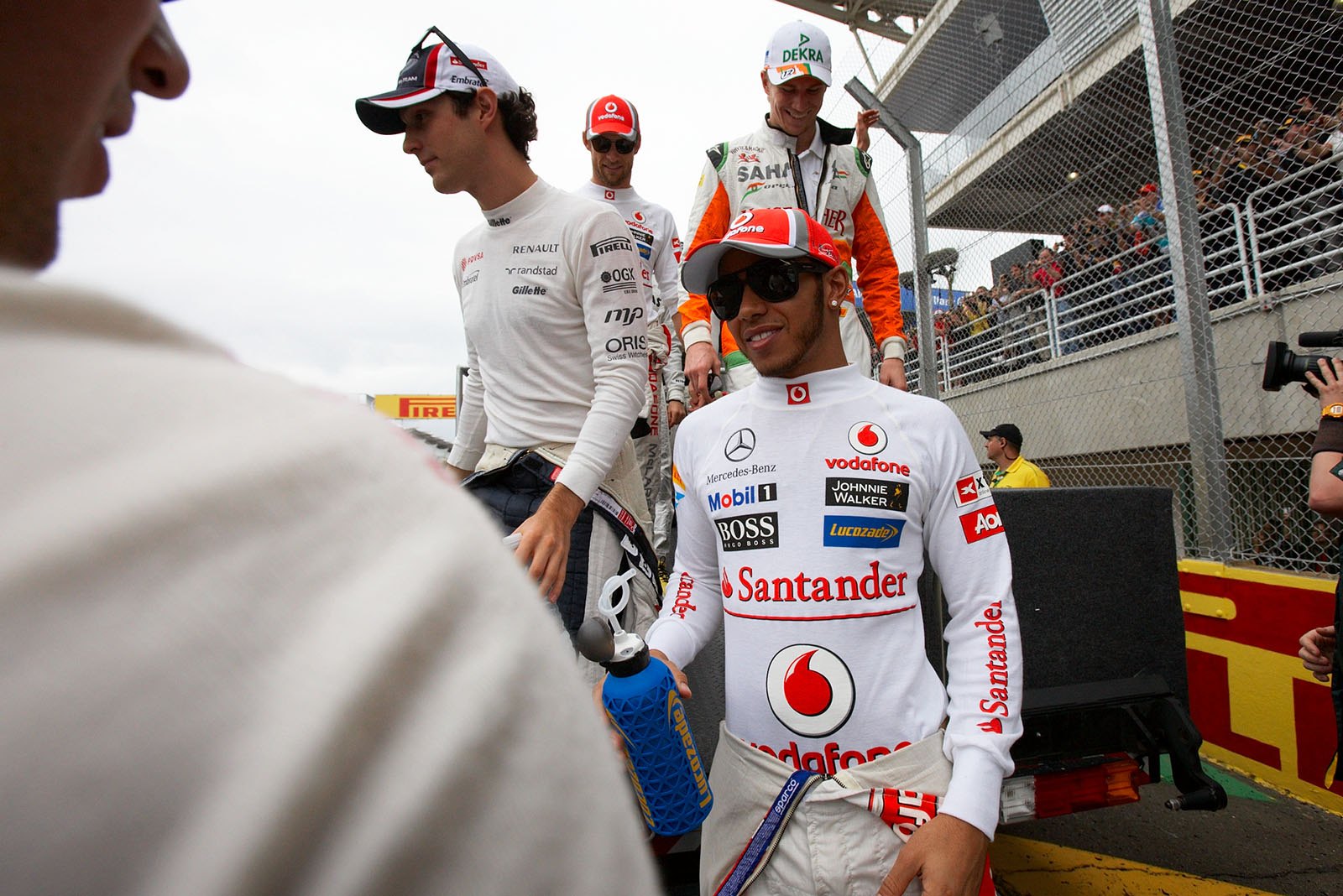 Polesitter Lewis Hamilton of McLaren during drivers presentation