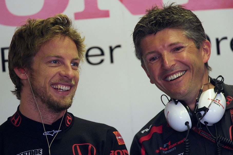 Jenson Button and Honda team boss Nick Fry