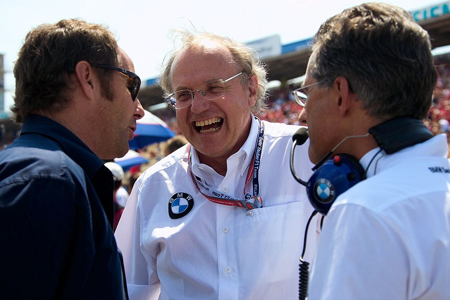 BMW member of the board Burkhard Goeschel with Toro Rosso team boss Gerhard Berger and BMW motorsport director Mario Theissen