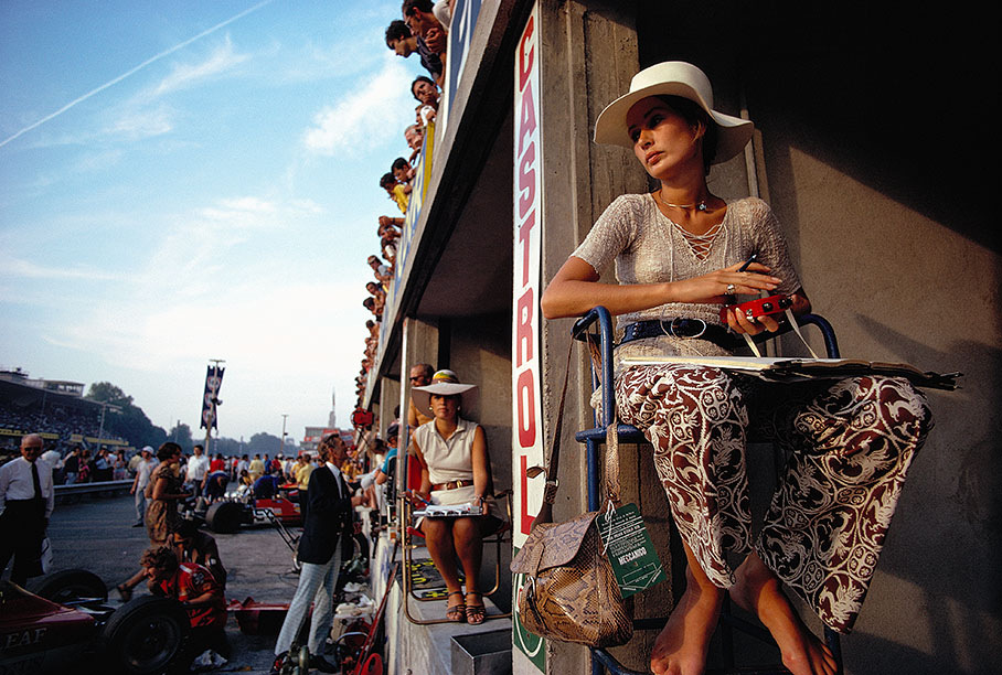 Nina Rindt waits for her husband Jochen to pass by. He had a fatal accident at Parabolica just moments after this picture was taken, Italian GP Monza 1970.