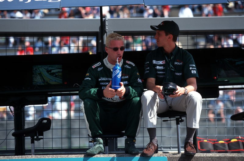 Jaguar drivers Eddie Irvine and Luciano Burti