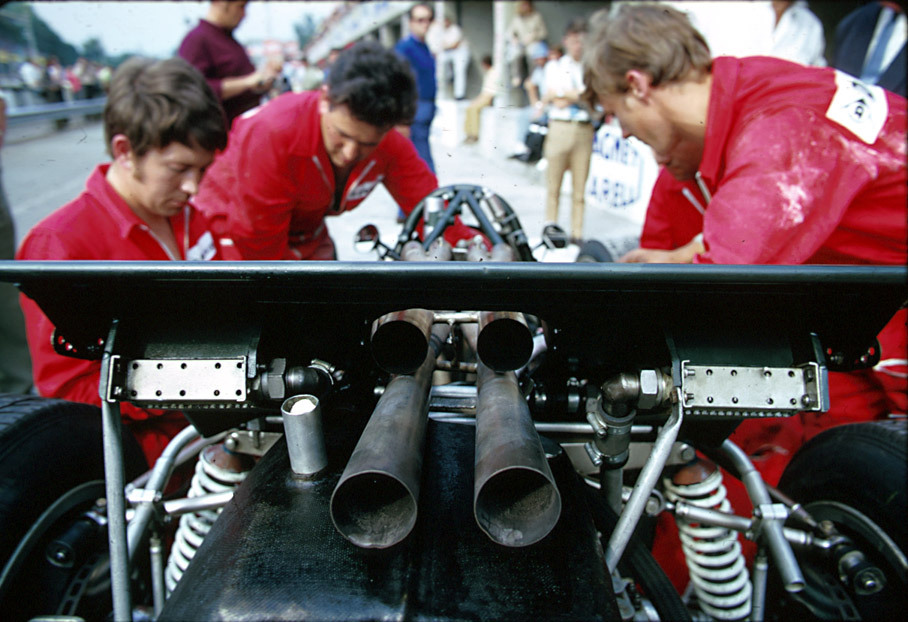 BRM mechanics work on John Surtees' BRM P139