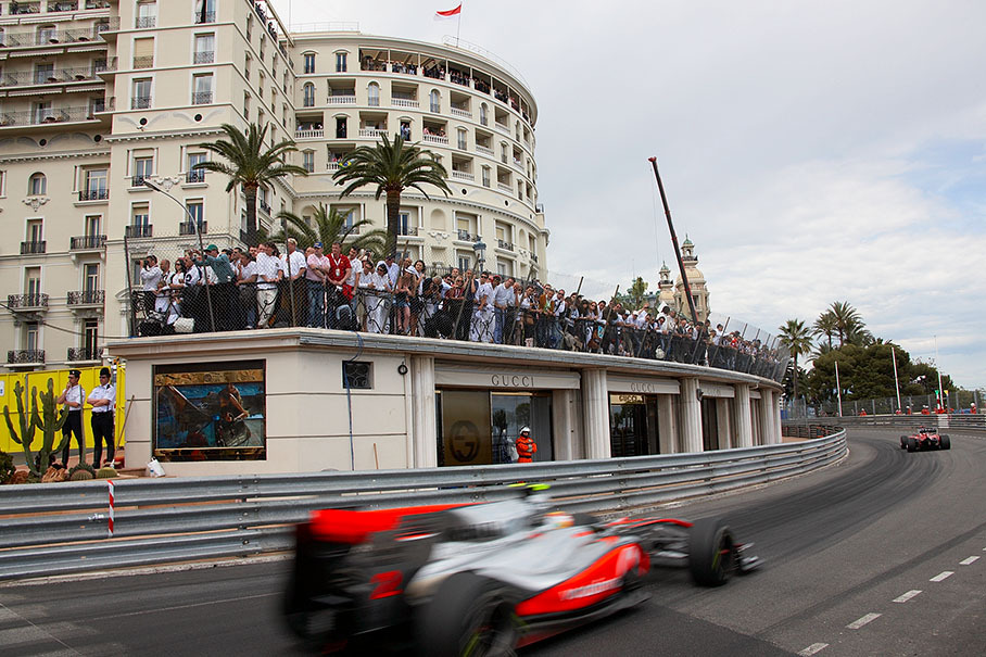 Spectators watch Hamilton racing