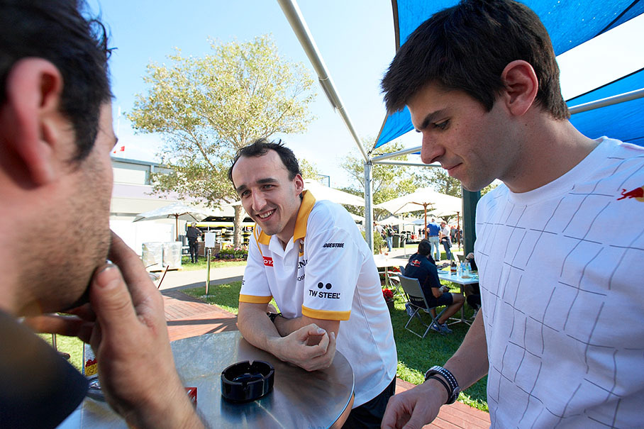 Renault's driver Robert Kubica and Jaime Alguersuari of Toro Rosso