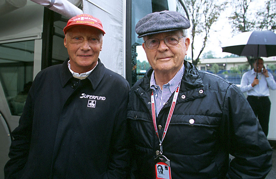 Two former Ferrari Word Champions together: Niki Lauda (1975 and 1977) and Phil Hill (1961)