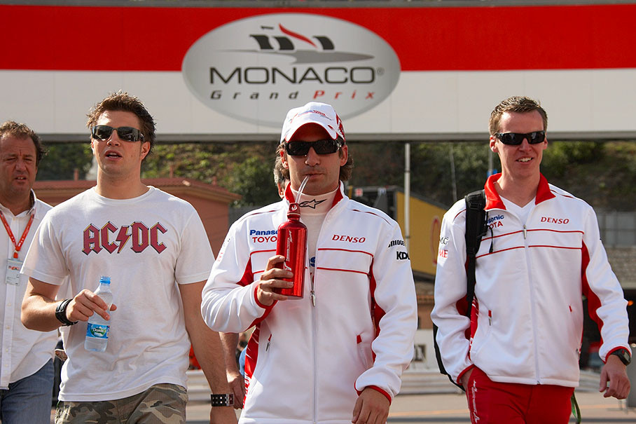 Timo Glock arrives at pitlane on Thurrsday morning