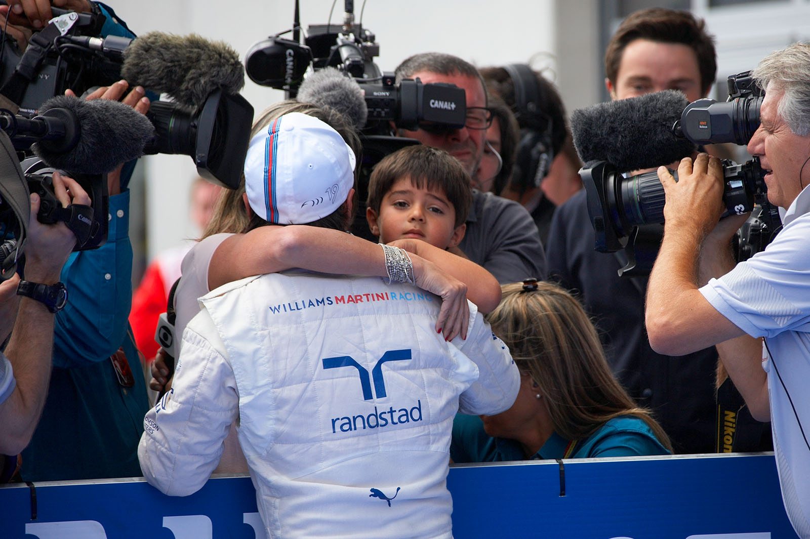 Massa's 5 year old son Felipinho for sure overwhelmed, as his father achieved pole position for the first time since 2008, Spielberg, Austrian Grand Prix, 2014