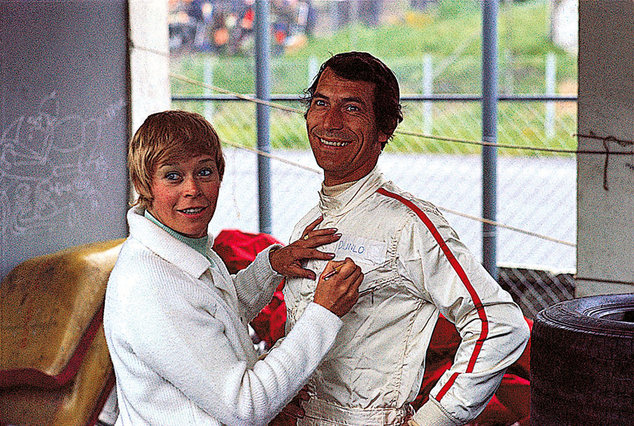 Anita Elford keeps the sponsor stickers of her husband Vic up-to-date