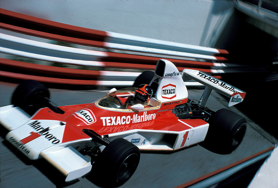 Emerson Fittipaldi on McLaren-Cosworth M23, French GP Paul Ricard 1975