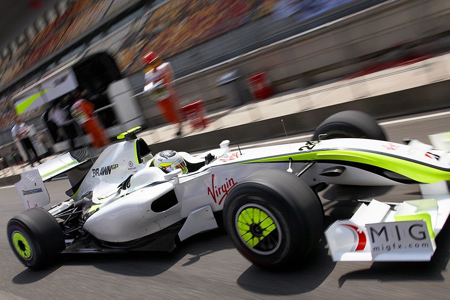 Rubens Barrichello, Brawn GP, drives on pitlane