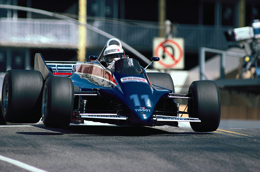 Elio de Angelis in the controversial twin-chassis Lotus 88, which only run during practice