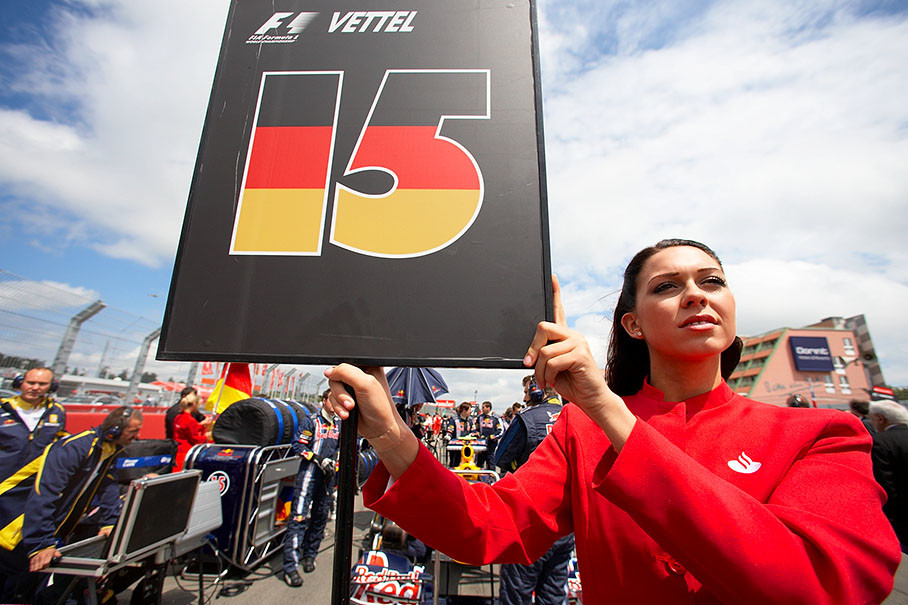 Sebastian Vettel's grid girl