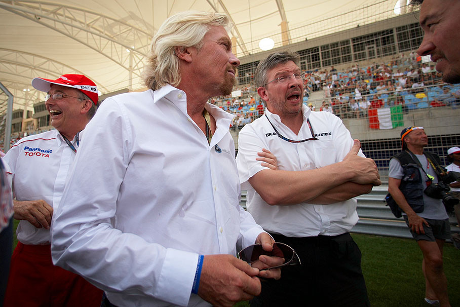 Brawn GP's main sponsor Richard Branson on the grid with Ross Brawn