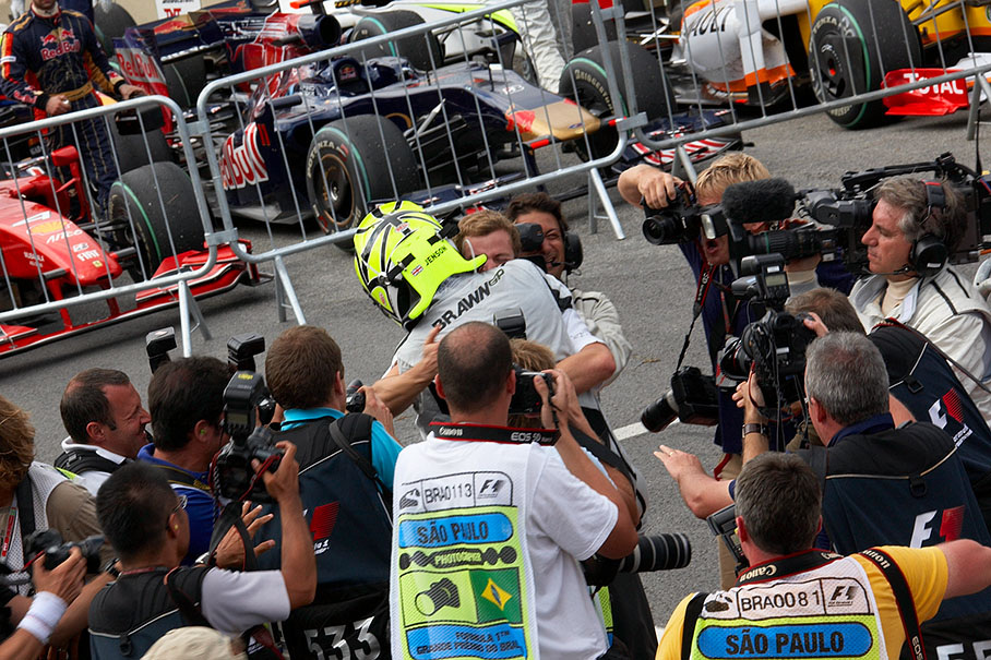Jenson Button celebrates his world championship title