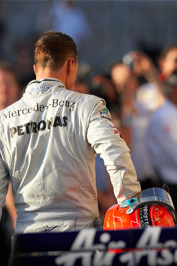Michael Schumacher after his first GP race since three years