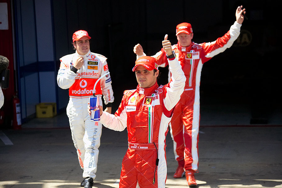 Felipe Massa shows his shy joy about pole position