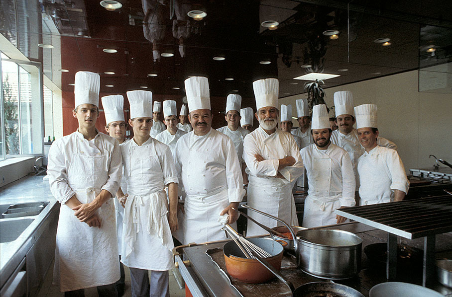 Kitchen staff of 'Troisgros', Roanne 1983