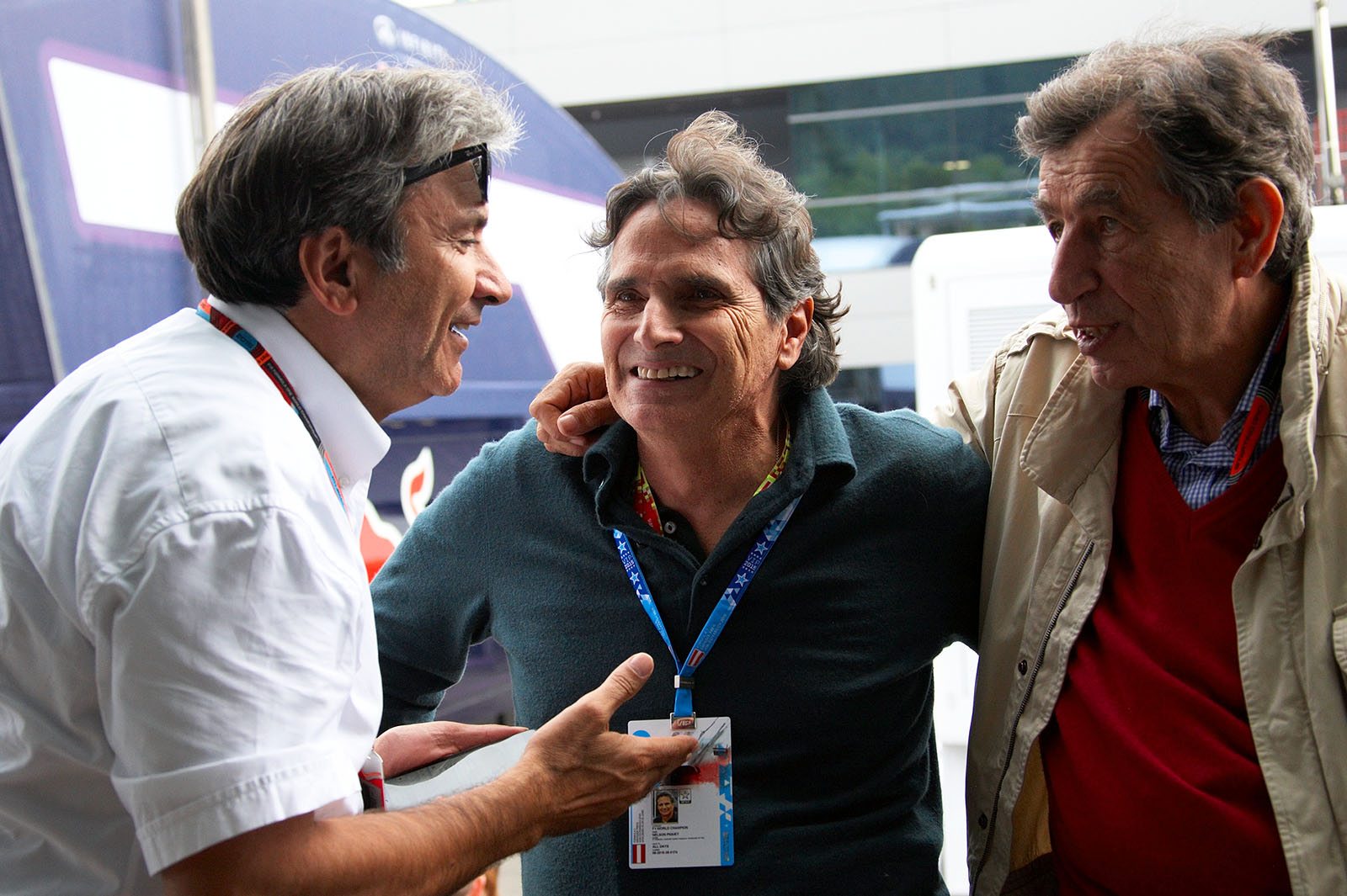 Nelson Piquet meeting old friends in the paddock, Spielberg, Austrian Grand Prix, 2015