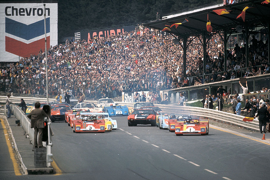 The start of the 1000 km Spa 1972, local hero and later second placed Jacky Ickx starts from pole position in the Ferrari 312 PB #0888