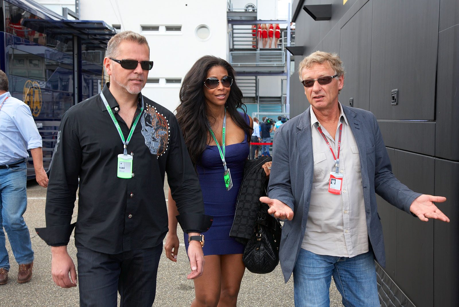 Architect Hermann Tilke walks in the paddock with VIP guests