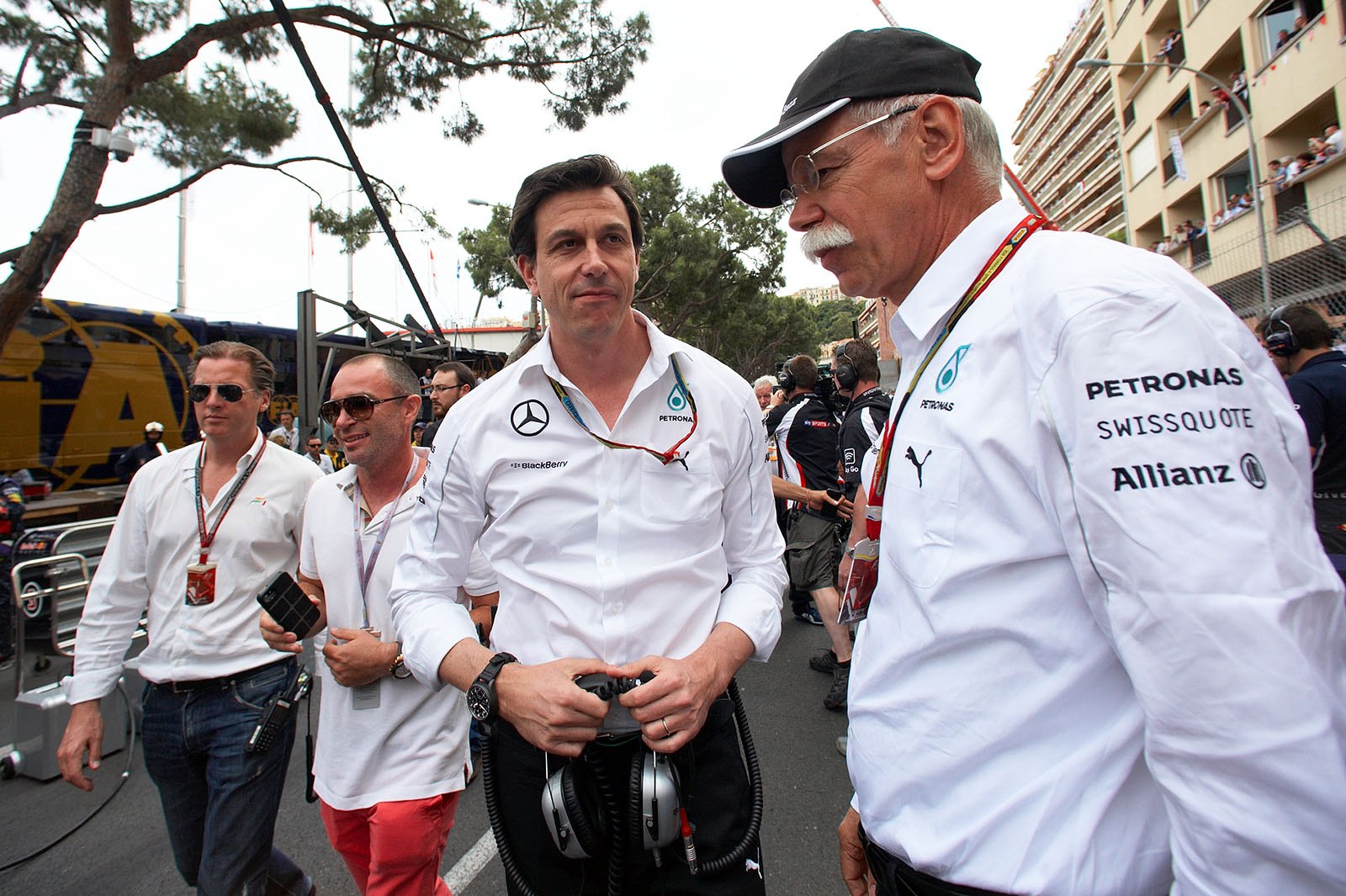 Toto Wolff, executive director of Mercedes AMG Petronas F1 with Dieter Zetsche, chairman of Daimler AG, Monaco Grand Prix, 2014