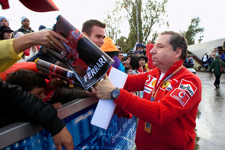 Jean Todt surrounded by fans