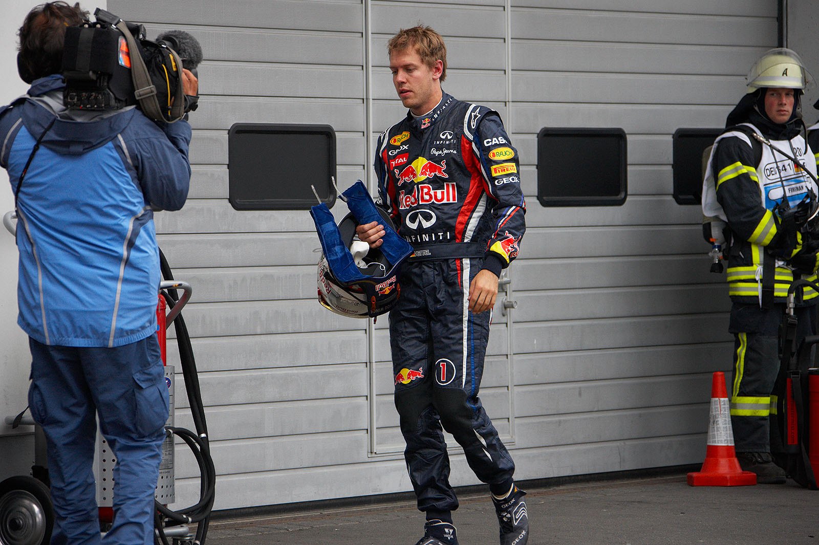 Sebastian Vettel of Red Bull Racing after gaining a fourth place on his home GP, leading the championship with 216 points, 77 ahead team mate Webber (139)