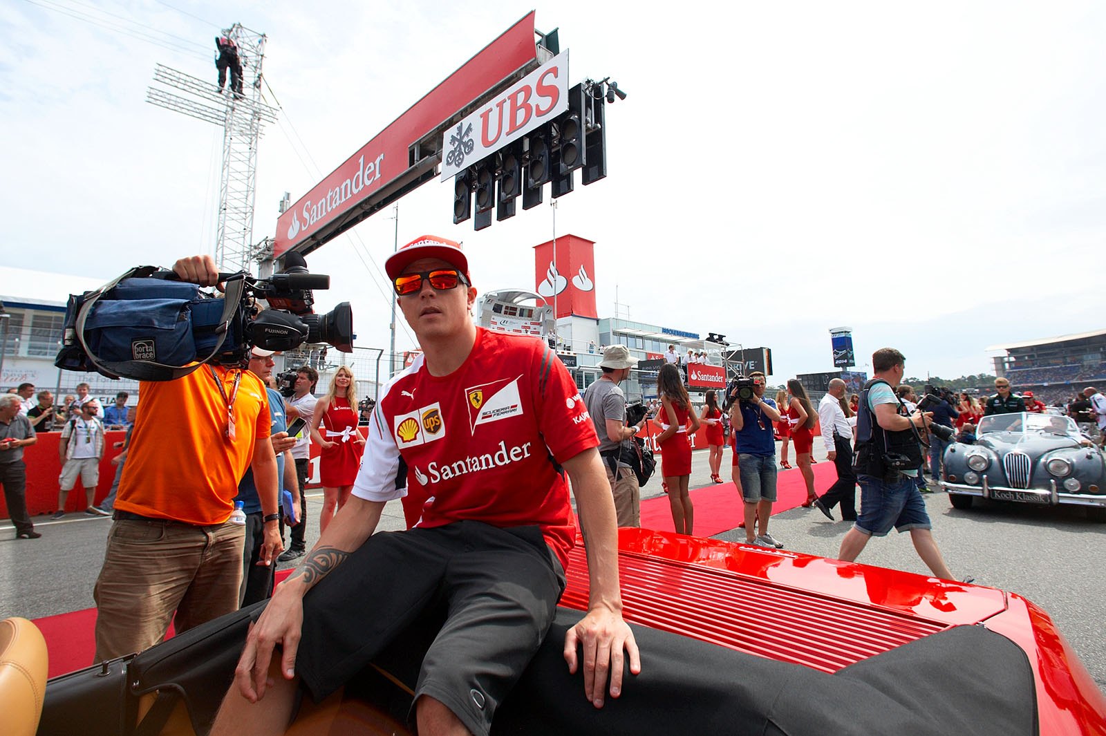 Ferrari driver Kimi Raikkonen starts to his parade lap, Hockenheim, German Grand Prix, 2014