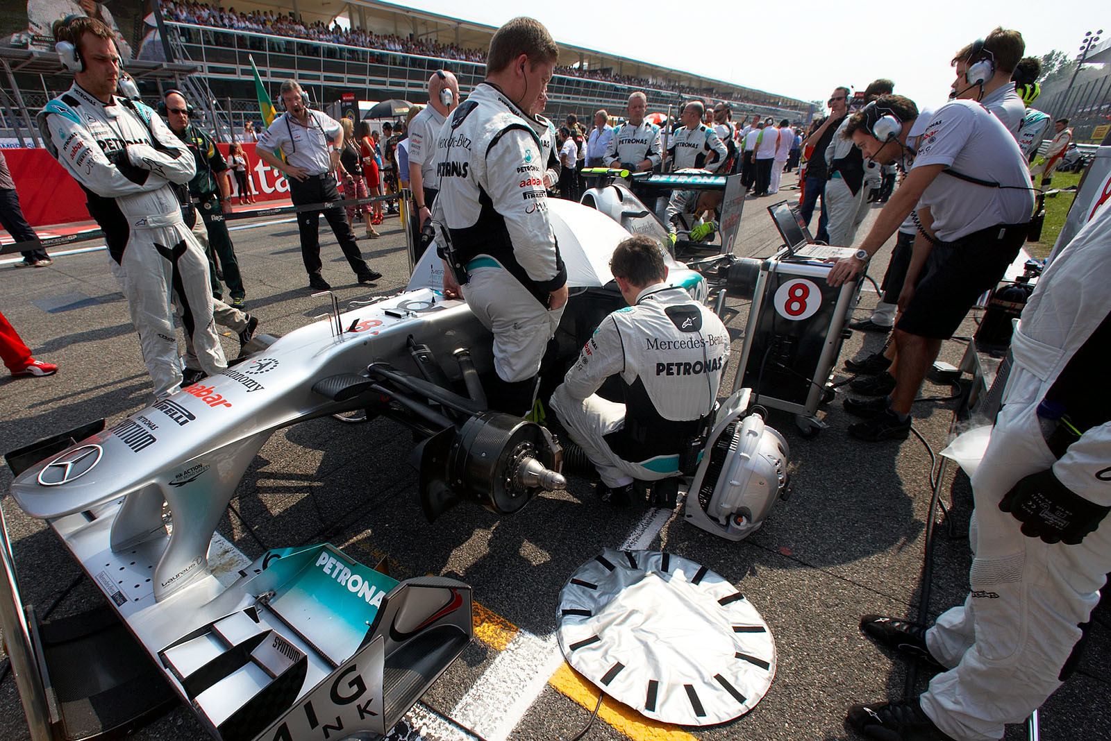 Nico Rosberg's Mercedes GP car on ninth grid position