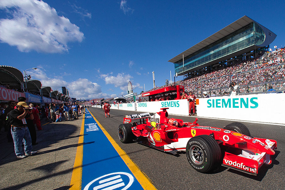 Michael Schumacher rolls out to grid position