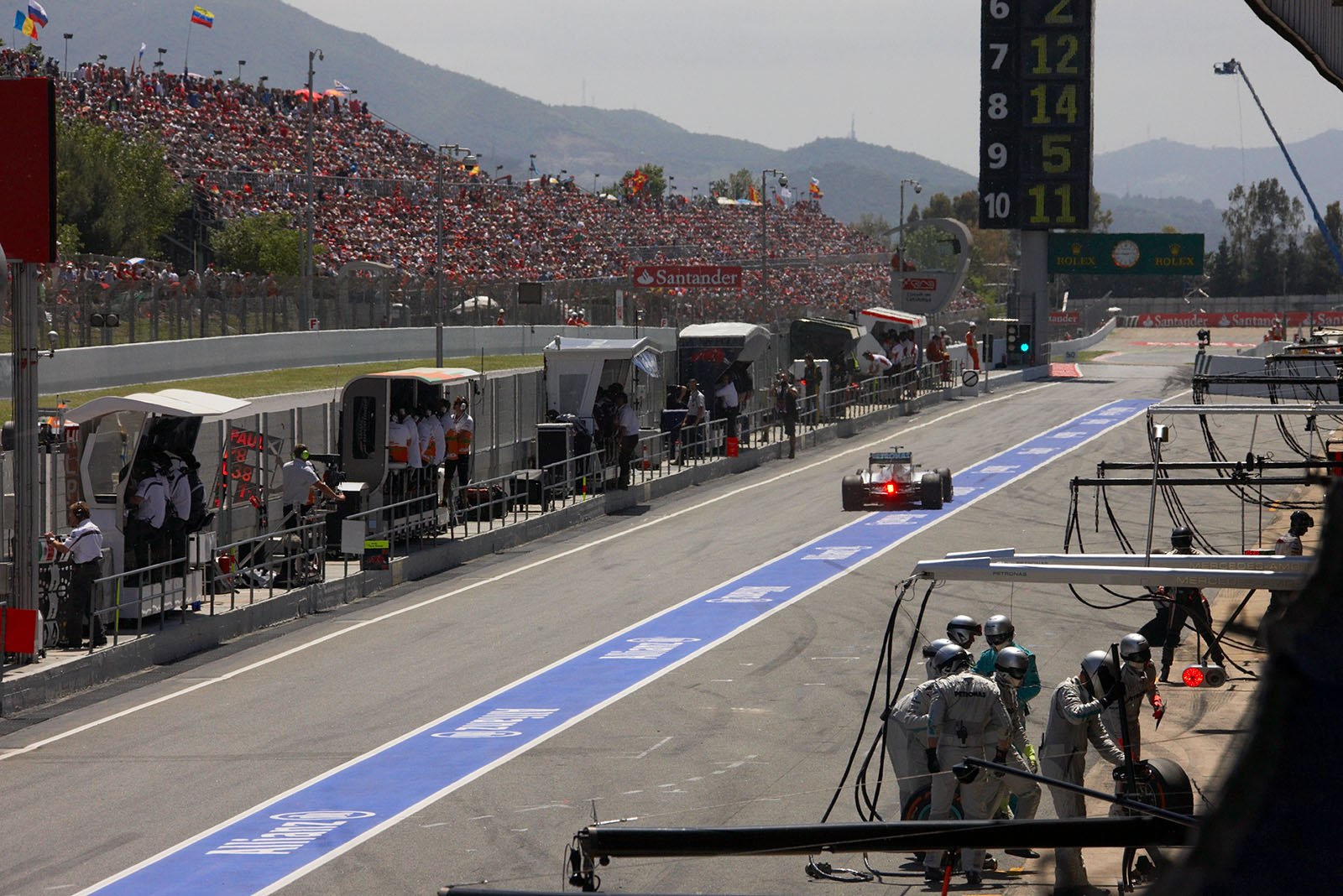 Pits at Barcelona race track, Spanish Grand Prix, 2013