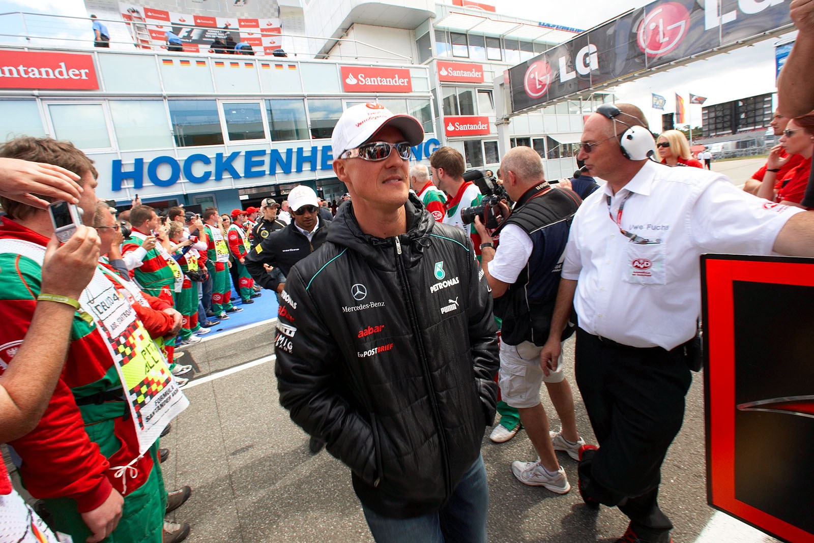 Michael Schumacher on his way to drivers parade