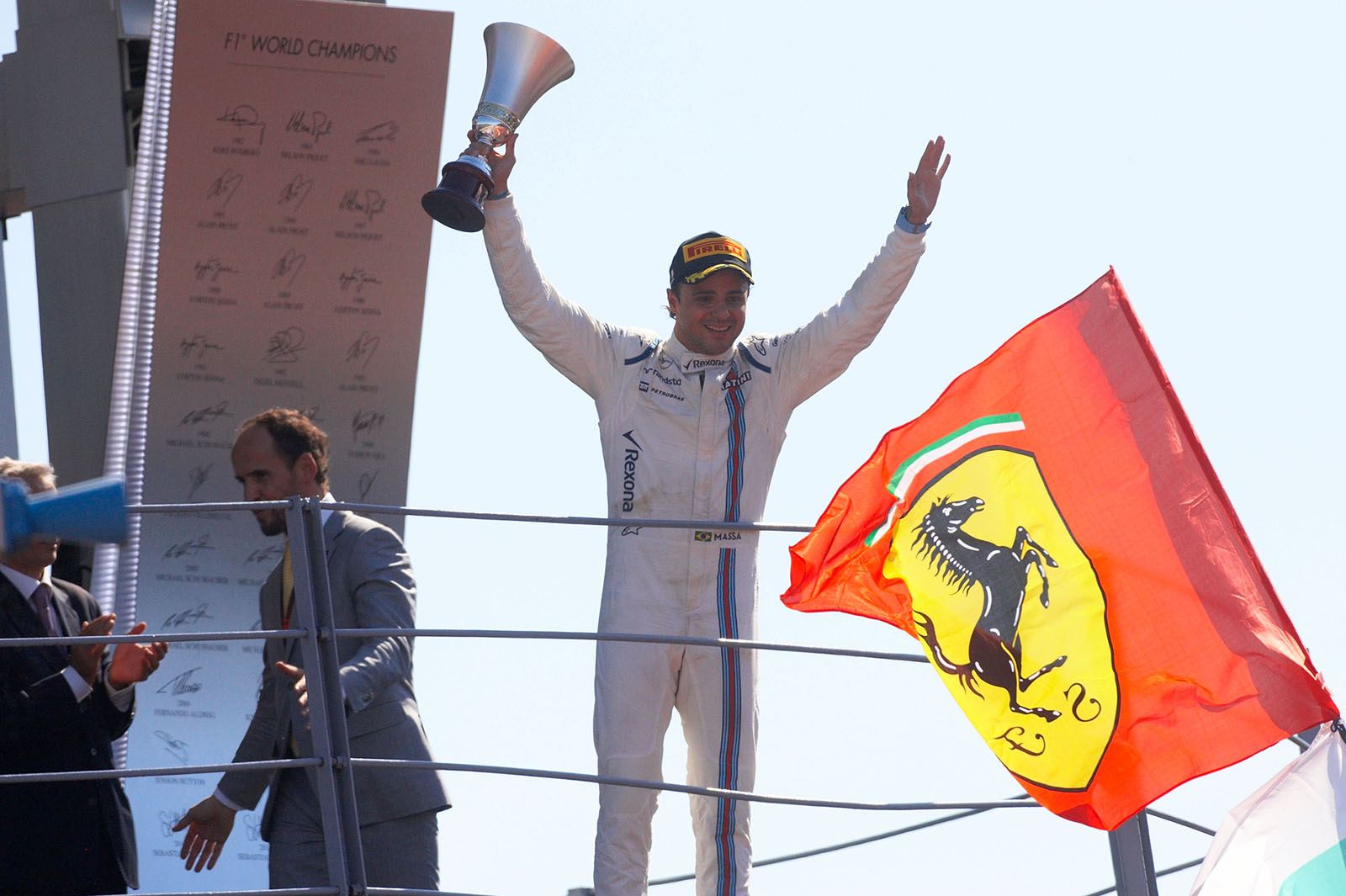 Felipe Massa as 3rd on the podium, Italian Grand Prix, Monza, 2015