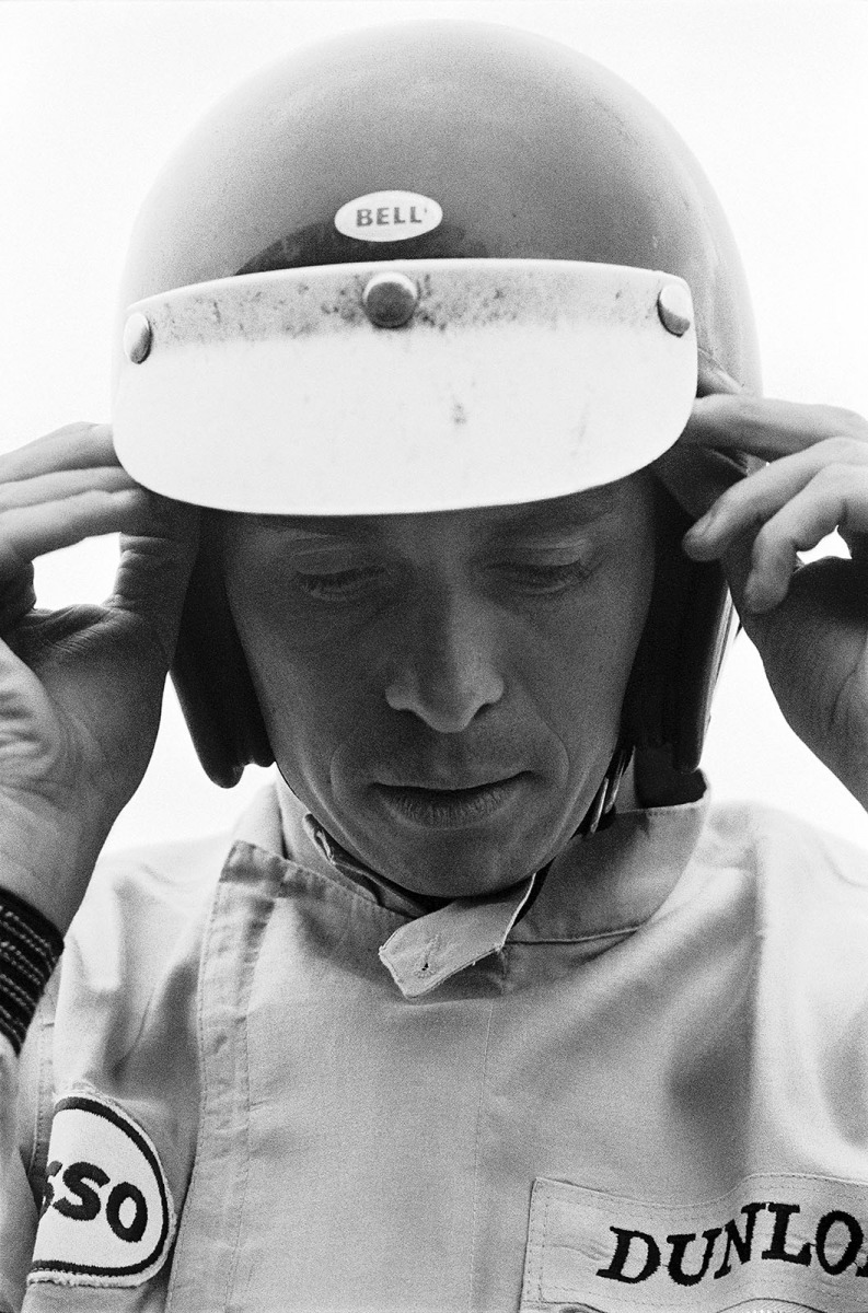 Before the Belgian Grand Prix, 1965, concentration and will to contest is write large in Jimmys face