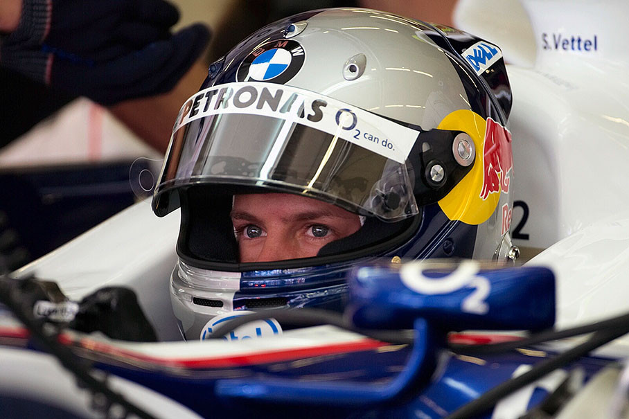 Sebastian Vettel, BMW Sauber test driver, concentrating for his Friday encouragement