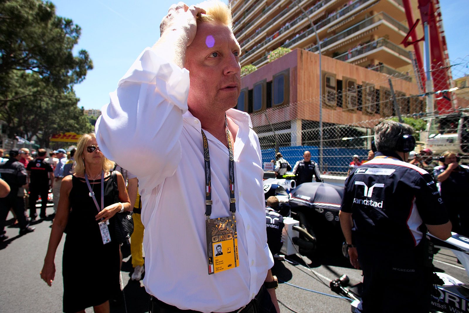 Boris Becker visits the grid.