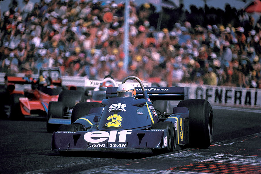 Jody Scheckter in the legendary Tyrrell-Cosworth P34